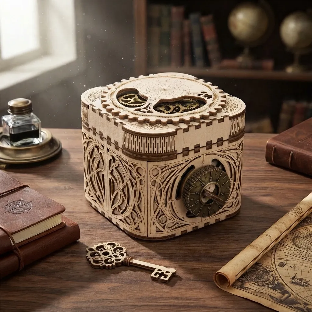 Wooden Mechanical Puzzles Treasure Chest